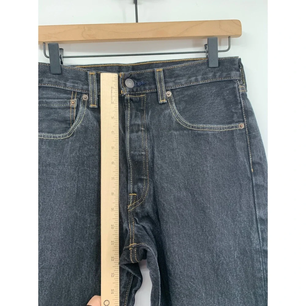 Levis 501 Jeans Mens 30x28 Black Button Fly Straight Leg Denim Pants (Tag 32x30)